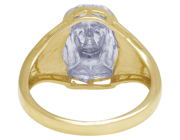 925 Sterling Silver Moissanite Diamond Jesus Men Ring, Fully Iced Gold Plated Men Pinky Ring, Round Moissanite Diamond Hip Hop Ring For Him