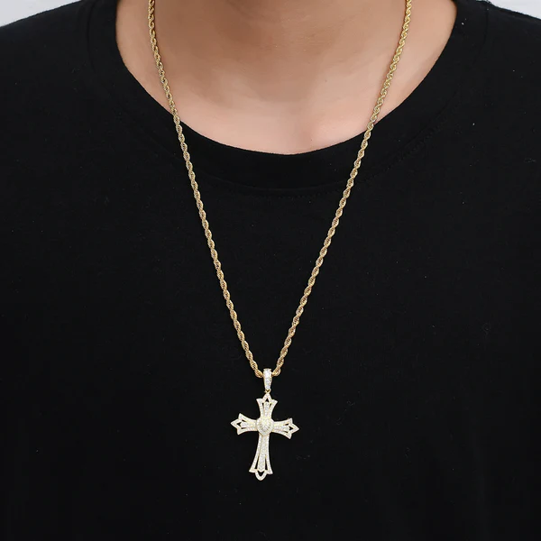 Round Cross VVS Diamond Hip Hop Pendant, Sterling Silver Iced Out Birthday Gift Pendant, VVS Diamond Hip Hop Charm Pendant