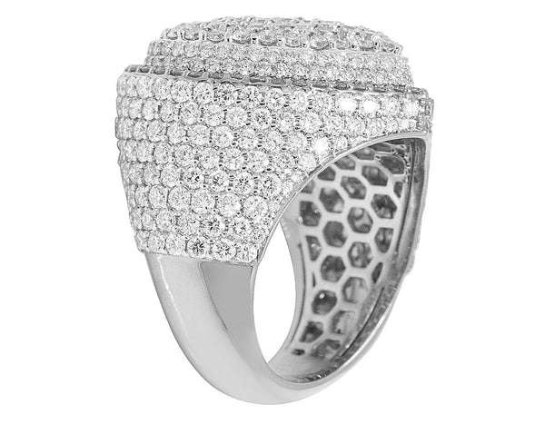 925 Sterling Silver Heart Shape Moissanite Diamond Men Ring, Fully Iced Gold Plated Men Pinky Ring, Round Moissanite Diamond Hip Hop Ring For Him