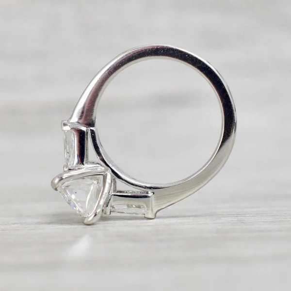 Radiant 3 Stone Moissanite Solitaire Diamond Engagement Ring, Sterling Silver Moissanite Diamond Wedding Ring For Bridal, 10K/14K Gold Anniversary Diamond Ring For Gift