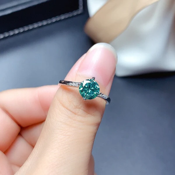 Green Moissanite Ring Real 925 Sterling Silver Fine Jewelry Moissanite Diamond Ring for Women Anniversary Gift For Her