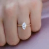 Marquise Moissanite Solitaire Diamond Engagement Ring, Sterling Silver Moissanite Diamond Wedding Ring For Bridal, 10K/14K Gold Anniversary Diamond Ring For Gift