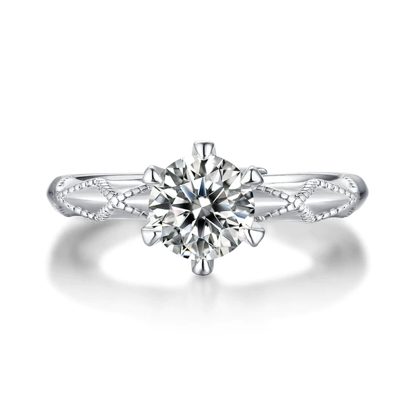 Round Moissanite Solitaire Diamond Engagement Ring, Sterling Silver Moissanite Diamond Wedding Ring For Bridal, 10K/14K Gold Anniversary Diamond Ring For Gift