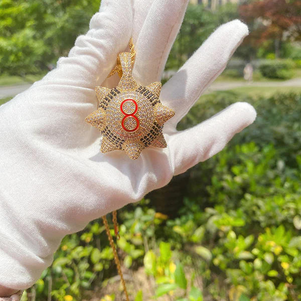 Round White VVS Diamond Hip Hop Pendant, Sterling Silver Iced Out Birthday Gift Pendant, Charm Diamond Hip Hop Pendant