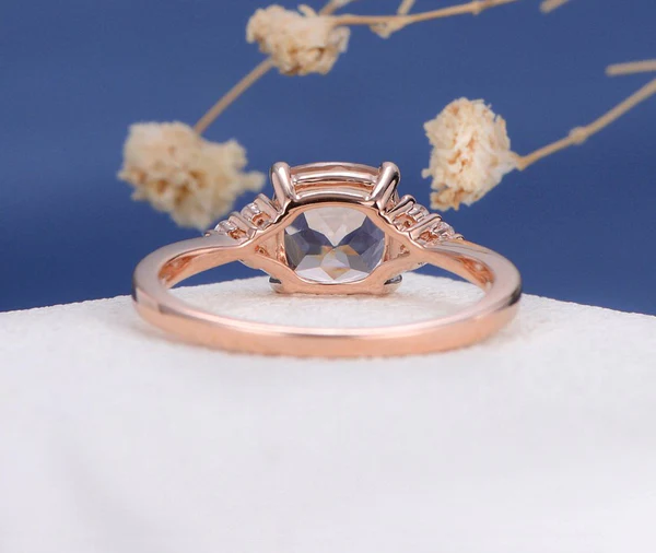 4_6118ae90-f7e6-41f2-8f4c-e2b1085655e0_600x600 Cushion Cut Morganite Engagement Ring Rose Gold Cluster Morganite Ring Antique Bridal Diamond Women Stacking Solitaire Unique Anniversary