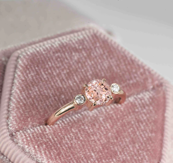 4_618c71d4-5f40-4340-8ceb-3d16329eb4d8_600x600 Morganite Engagement Ring | Dainty Morganite and Diamond Anniversary Ring | Round Diamond Bridal Promise Art Deco Ring | Luxury Unique Ring
