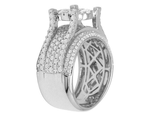 925 Sterling Silver Moissanite Diamond Men Ring, Fully Iced Gold Plated Men Pinky Ring, Round Moissanite Diamond Hip Hop Ring For Him