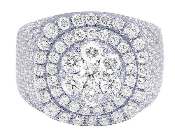 925 Sterling Silver Moissanite Diamond Men Ring, Fully Iced Gold Plated Men Pinky Ring, Round Moissanite Diamond Hip Hop Ring For Him