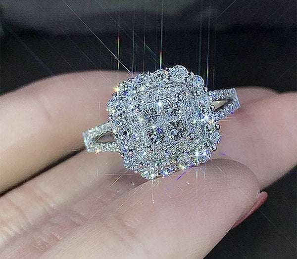 Round Moissanite Solitaire Diamond Engagement Ring, Sterling Silver Moissanite Diamond Wedding Ring For Bridal, 10K/14K Gold Anniversary Diamond Ring For Gift