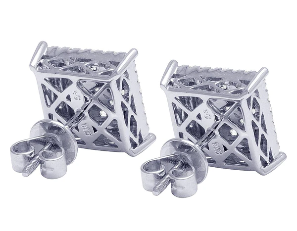 Round VVS Diamond Sterling Silver Stud Cluster Diamond Earring, 10K/14K Gold Hip Hp Jewelry For Women, Anniversary Gift For Her