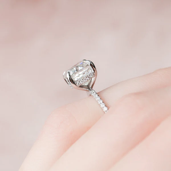 Cushion Moissanite Solitaire Diamond Engagement Ring, Sterling Silver Moissanite Diamond Wedding Ring For Bridal, 10K/14K Gold Anniversary Diamond Ring For Gift