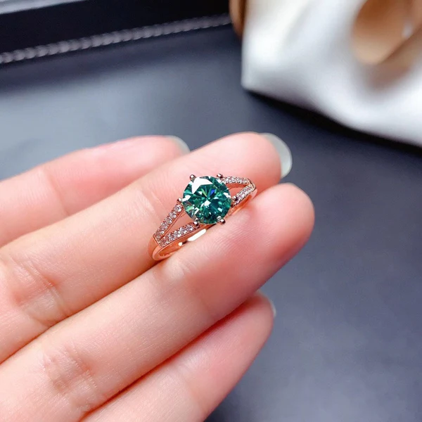 Dainty & Gorgeous Green Moissanite Ring 2ct D Color Anniversary Gift For Wife, Sterling Silver and Solid Gold Women Ring For Wedding Gift, Women's Ring Promise ring, Proposal Ring For Her