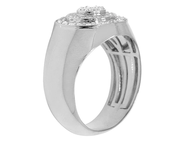 925 Sterling Silver Moissanite Diamond Men Ring, Fully Iced Gold Plated Men Pinky Ring, Round Moissanite Diamond Hip Hop Ring For Him