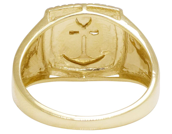 925 Sterling Silver Moissanite Diamond Pirates Men Ring, Fully Iced Gold Plated Men Pinky Ring, Round Moissanite Diamond Hip Hop Ring For Him