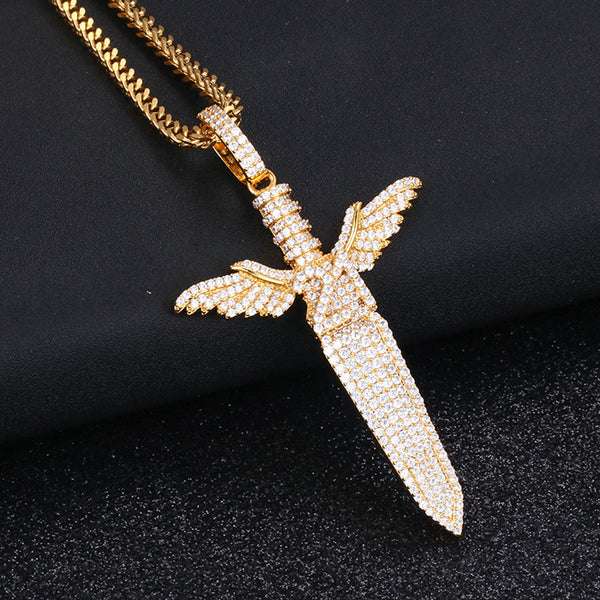 Customized ANGLE CROSS Round VVS Diamond Hip Hop Pendant, Sterling Silver Iced Out Birthday Gift Pendant, Charm Diamond Hip Hop Pendant