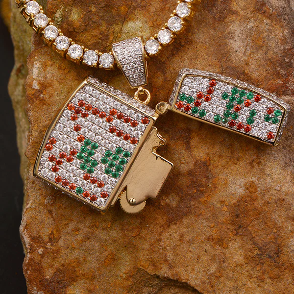 Customized Lighter Round VVS Diamond Hip Hop Pendant, Sterling Silver Iced Out Birthday Gift Pendant, Charm Diamond Hip Hop Pendant