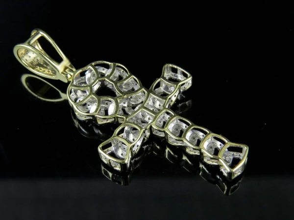 Round VVS Diamond CUBAN CHAIN CROSS Customized Pendant, Customized Religious Diamond Pendant, Full Iced Out Diamond Hip Hop Charm Pendant