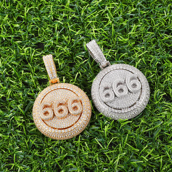 Round White VVS Diamond Customized Number Medallion Hip Hop Pendant, Sterling Silver Iced Out Birthday Gift Pendant, Charm Diamond Hip Hop Pendant