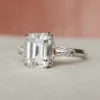 4_8898d810-94dd-46f5-b779-25f690ffb98d_600x600 Emerald & Baguette Moissanite 3 Stone Solitaire Diamond Engagement Ring, Sterling Silver Moissanite Diamond Wedding Ring For Bridal, 10K/14K Gold Anniversary Diamond Ring For Gift