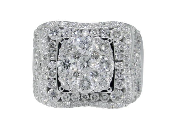 925 Sterling Silver Moissanite Diamond Men Ring, Fully Iced Gold Plated Men Pinky Ring, Round Moissanite Diamond Hip Hop Ring For Him