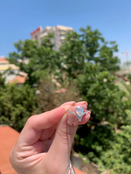 Pear Moissanite Solitaire Diamond Engagement Ring, Sterling Silver Moissanite Diamond Wedding Ring For Bridal, 10K/14K Gold Anniversary Diamond Ring For Gift