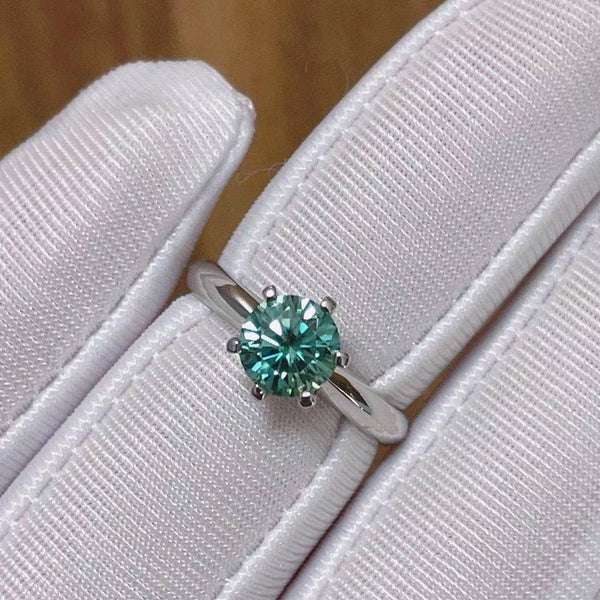 Moissanite Ring, Green Moissanite Ring, Excellent Quality D Color Moissanite Ring, Moissanite Silver Ring, Dainty Ring, Green Moissanite