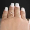 4_969cad89-09be-494c-8e9b-222ec1ca66ae_600x600 Bridal Ring Set with 8mm Round Morganite and Diamonds in 10k Rose Gold, Morganite Engagement Ring, Milgrain Diamond Half Eternity Band