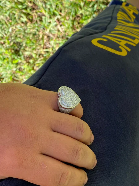 Moissanite Diamond Customized Men Diamond Ring, Sterling Silver Champion Men Ring For Birthday Gift, Gold Plated Diamond Ring, Men Ring