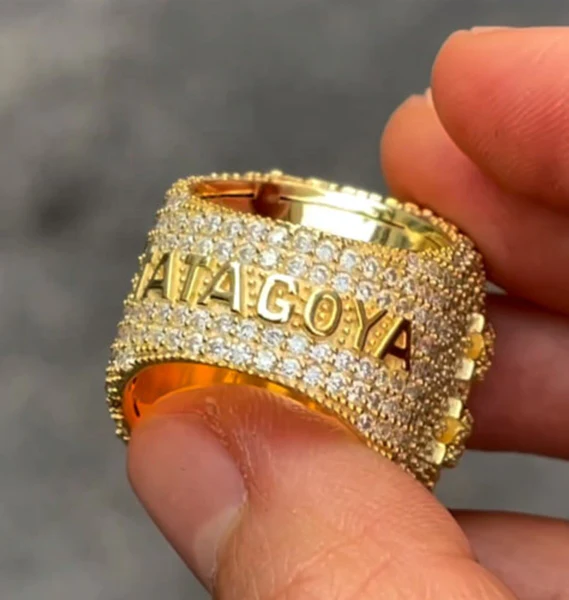 Men's Iced Out Ring, VVS Moissanite Diamond Ring, 925 Silver Championship Ring, Rapper Hip Hop Champion Rings, Custom Diamond Ring, Men Gift