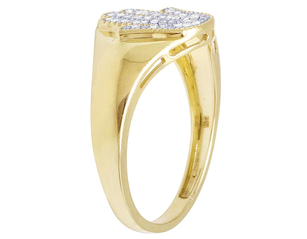 925 Sterling Silver Moissanite Diamond HAND Men Ring, Fully Iced Gold Plated Men Pinky Ring, Round Moissanite Diamond Hip Hop Ring For Him