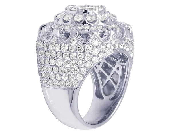 925 Sterling Silver Moissanite Diamond Men Ring, Fully Iced Gold Plated Men Pinky Ring, Round Moissanite Diamond Hip Hop Ring For Him