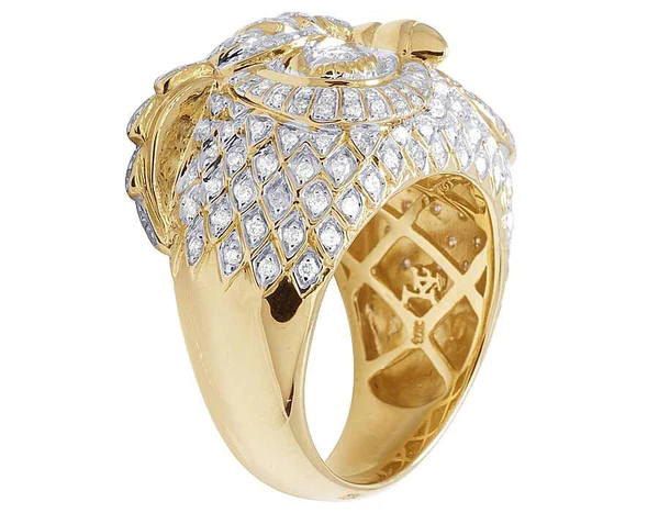 925 Sterling Silver Moissanite Diamond OWL Men Ring, Fully Iced Gold Plated Men Pinky Ring, Round Moissanite Diamond Hip Hop Ring For Him