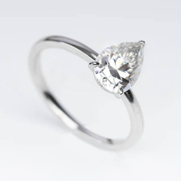 Pear Cut Moissanite Solitaire Diamond Engagement Ring, Sterling Silver Moissanite Diamond Wedding Ring For Bridal, 10K/14K Gold Anniversary Diamond Ring For Gift
