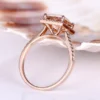 Princess Cut Morganite Engagement Ring Rose Gold Natural Diamond Halo Ring Diamond Band 14K Promise Ring Anniversary Ring