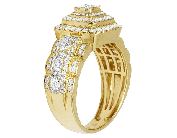 925 Sterling Silver Moissanite Diamond Men Ring, Fully Iced Gold Plated Men Pinky Ring, Round Moissanite Diamond Hip Hop Ring For Him