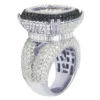 925 Sterling Silver Baguette Moissanite Diamond Men Ring, Fully Iced Gold Plated Men Pinky Ring, Round Moissanite Diamond Hip Hop Ring For Him