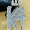 White Gold Finish Custom Number VVS Diamond Hip Hop Charm Pendant, Sterling Silver Iced Out VVS Diamond Pendant, Charm Diamond Hip Hop Pendant