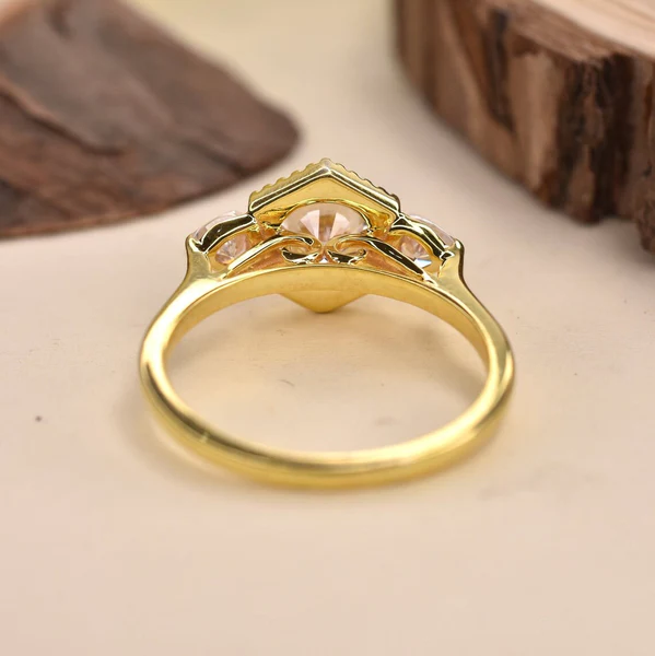 Pear & Round Moissanite 3 Stone Diamond Engagement Ring, Sterling Silver Moissanite Diamond Wedding Ring For Bridal, 10K/14K Gold Anniversary Diamond Ring For Gift