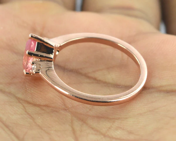 Pear Natural Pink Morganite Rose Gold Engagement Ring Sterling Silver  Diamond Wedding Rings Minimalist Women Promise Anniversary Gift