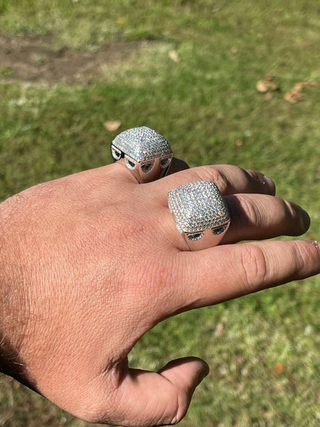 Moissanite Diamond Customized Men Diamond Ring, Sterling Silver Champion Men Ring For Birthday Gift, Gold Plated Diamond Ring, Men Ring