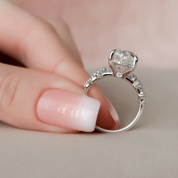 Oval Moissanite Solitaire Diamond Engagement Ring, Sterling Silver Moissanite Diamond Wedding Ring For Bridal, 10K/14K Gold Anniversary Diamond Ring For Gift