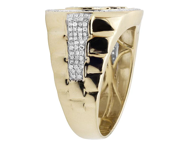 925 Sterling Silver Moissanite Diamond ALLAH Men Ring, Fully Iced Gold Plated Men Pinky Ring, Round Moissanite Diamond Hip Hop Ring For Him
