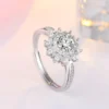 Round Flower Floral Moissanite Halo Diamond Engagement Ring, Sterling Silver Moissanite Diamond Wedding Ring For Bridal, 10K/14K Gold Anniversary Diamond Ring For Gift