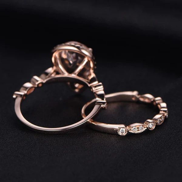 4_e6fb2609-246c-4aee-be11-e1b40e5bbfba_600x600 Pear Cut Teardrop Morganite Ring 14K Rose Gold Morganite Engagement Ring Art Deco Diamond Wedding Band Wedding Ring Set For Women