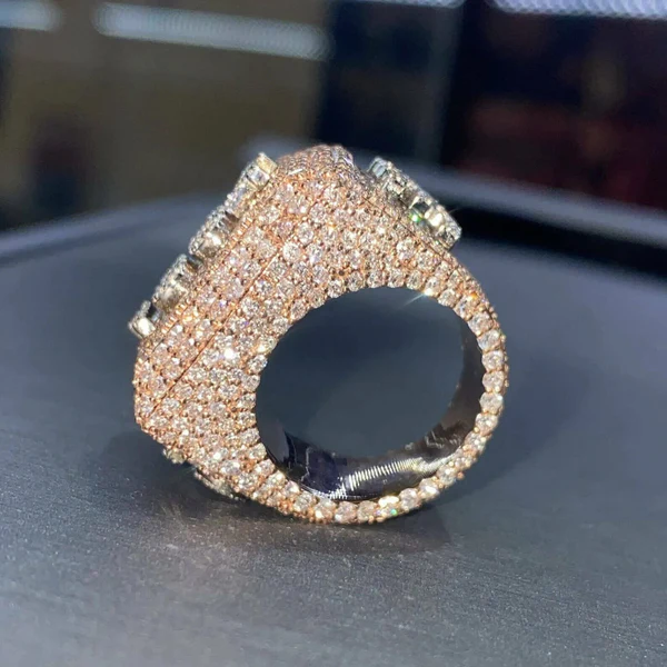 Moissanite Diamond Customized Men Diamond Ring, Sterling Silver Champion Men Ring For Birthday Gift, Gold Plated Diamond Ring, Men Ring