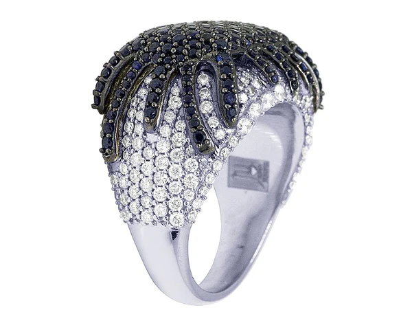 925 Sterling Silver Moissanite Diamond Men Ring, Fully Iced Gold Plated Men Pinky Ring, Round Moissanite Diamond Hip Hop Ring For Him