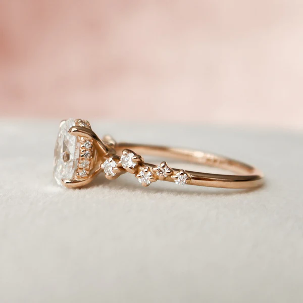 Oval Moissanite Solitaire Diamond Engagement Ring, Sterling Silver Moissanite Diamond Wedding Ring For Bridal, 10K/14K Gold Anniversary Diamond Ring For Gift