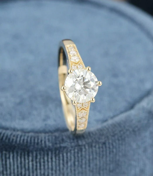 4_fe989ce6-45d2-4124-a916-3d03dc615894_600x600 Round Moissanite Solitaire Diamond Engagement Ring, Moissanite Wedding Ring, Silver Moissanite Diamond Women Ring, Proposal Gold Ring For Her