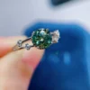 Dainty Green Moissanite Ring | 2ct Brilliant Round Cut Moissanite Jewelry | Moissanite Diamond Ring | 925 Sterling Silver Band Ring | Gift for Her