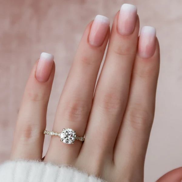 Round Moissanite Solitaire Diamond Engagement Ring, Sterling Silver Moissanite Diamond Wedding Ring For Bridal, 10K/14K Gold Anniversary Diamond Ring For Gift